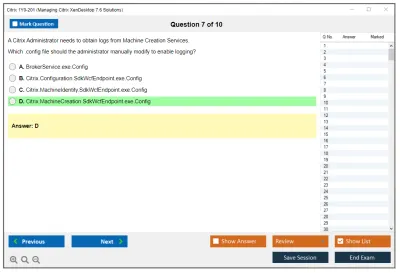 Citrix 1Y0-201 Managing Citrix XenDesktop 7.6 Solutions Practice test exam simulator test engine exam Prep practice test questions answers Image 7