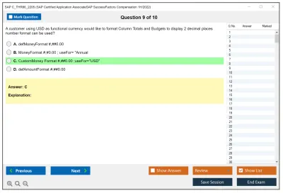 SAP C_THR86_2205 SAP Certified Application AssociateSAP SuccessFactors Compensation 1H/2022 Practice test exam simulator test engine exam Prep practice test questions answers Image 9