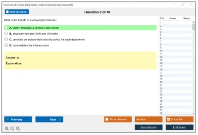 Cisco 650-987 Cisco Data Center Unified Computing Sales Specialist Practice test exam simulator test engine exam Prep practice test questions answers Image 9