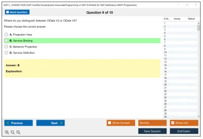 SAP C_S4HDEV1909 SAP Certified Associate - Developer - Programming in SAP S/4HANA for SAP NetWeaver ABAP Programmer Practice test exam simulator test engine exam Prep practice test questions answers Image 9