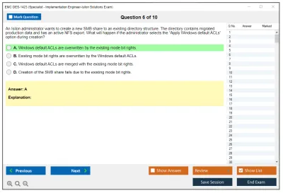 EMC DES-1423 Specialist - Implementation Engineer, Isilon Solutions Exam Practice test exam simulator test engine exam Prep practice test questions answers Image 6