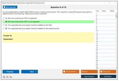 Hitachi HH0-250 Hitachi Data Systems Implementer File Services-NAS Practice test exam simulator test engine exam Prep practice test questions answers Image 8