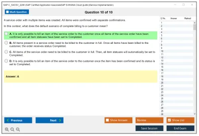 SAP C_S4CSV_2208 SAP Certified Application AssociateSAP S/4HANA Cloud (public)Service Implementation Practice test exam simulator test engine exam Prep practice test questions answers Image 10