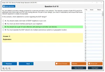 Juniper JN0-1362 Service Provider Design Specialist (JNCDS-SP) Practice test exam simulator test engine exam Prep practice test questions answers Image 9