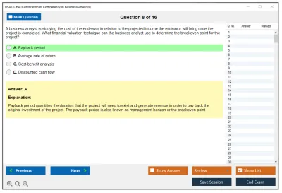 IIBA CCBA Certification of Capability in Business Analysis (CCBA) Practice test exam simulator test engine exam Prep practice test questions answers Image 8