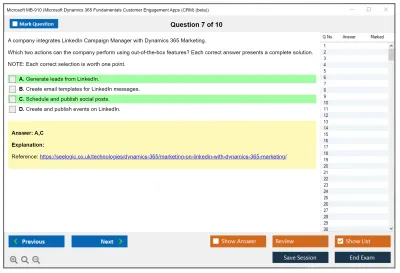 Microsoft MB-910 Microsoft Dynamics 365 Fundamentals Customer Engagement Apps (CRM) Practice test exam simulator test engine exam Prep practice test questions answers Image 7