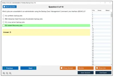 Veritas VCS-323 Administration of Veritas Backup Exec 16 Practice test exam simulator test engine exam Prep practice test questions answers Image 9