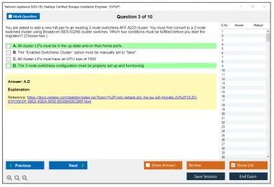 Network Appliance NS0-183 NetApp Certified Storage Installation Engineer, ONTAP Practice test exam simulator test engine exam Prep practice test questions answers Image 3