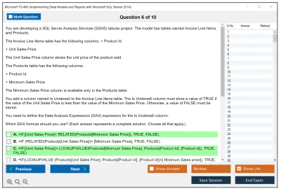 Microsoft 70-466 Implementing Data Models and Reports with Microsoft SQL Server 2014 Practice test exam simulator test engine exam Prep practice test questions answers Image 6