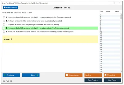 Linux Foundation LFCS Linux Foundation Certified System Administrator Practice test exam simulator test engine exam Prep practice test questions answers Image 13