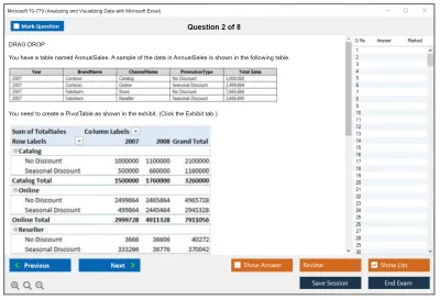 Microsoft 70-779 Analyzing and Visualizing Data with Microsoft Excel Practice test exam simulator test engine exam Prep practice test questions answers Image 2