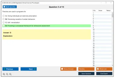ACSM 040-444 ACSM Registered Clinical Exercise Physiologist Practice test exam simulator test engine exam Prep practice test questions answers Image 5