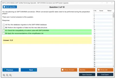 SAP E_S4HCON2022 SAP Certified Technology Specialist - SAP S/4HANA Conversion and SAP System Upgrade Practice test exam simulator test engine exam Prep practice test questions answers Image 3