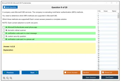 Microsoft MS-900 Microsoft 365 Fundamentals Practice test exam simulator test engine exam Prep practice test questions answers Image 9