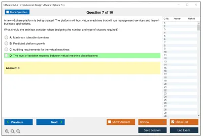 VMware 3V0-21.21 Advanced Design VMware vSphere 7.x Practice test exam simulator test engine exam Prep practice test questions answers Image 7