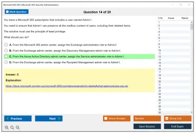 Microsoft MS-500 Microsoft 365 Security Administration Practice test exam simulator test engine exam Prep practice test questions answers Image 14