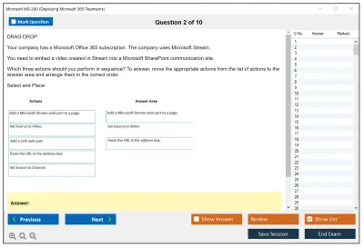 Microsoft MS-300 Deploying Microsoft 365 Teamwork Practice test exam simulator test engine exam Prep practice test questions answers Image 2