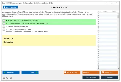 Cisco 300-715 Implementing and Configuring Cisco Identity Services Engine (SISE) v4.0 (300-715 SISE) Practice test exam simulator test engine exam Prep practice test questions answers Image 7