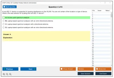 CWNP CWNA-107 Certified Wireless Network Administrator Practice test exam simulator test engine exam Prep practice test questions answers Image 4