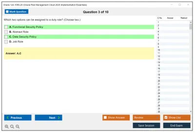 Oracle 1z0-1058-20 Oracle Risk Management Cloud 2020 Implementation Essentials Practice test exam simulator test engine exam Prep practice test questions answers Image 3