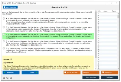Oracle 1z0-599 Oracle WebLogic Server 12c Essentials Practice test exam simulator test engine exam Prep practice test questions answers Image 9