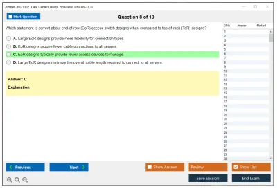 Juniper JN0-1302 Data Center Design. Specialist (JNCDS-DC) Practice test exam simulator test engine exam Prep practice test questions answers Image 8
