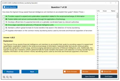 ACAMS CAMS Certified Anti-Money Laundering Specialist (6th Edition) Practice test exam simulator test engine exam Prep practice test questions answers Image 7