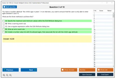 Oracle 1z0-1035-22 Oracle Intelligent Advisor 2022 Implementation Professional Practice test exam simulator test engine exam Prep practice test questions answers Image 3