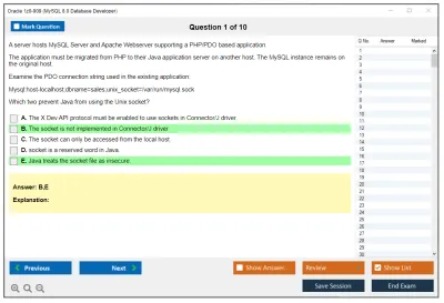 Oracle 1z0-909 MySQL 8.0 Database Developer Practice test exam simulator test engine exam Prep practice test questions answers Image 1