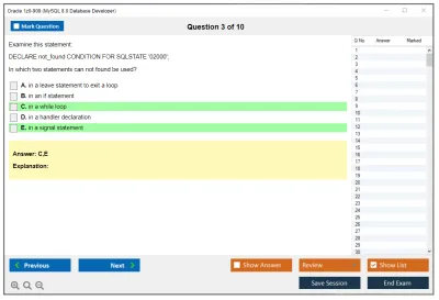 Oracle 1z0-909 MySQL 8.0 Database Developer Practice test exam simulator test engine exam Prep practice test questions answers Image 3