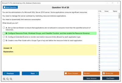 Microsoft 70-764 Administering a SQL Database Infrastructure Practice test exam simulator test engine exam Prep practice test questions answers Image 18