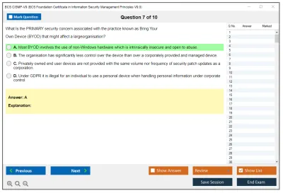 BCS CISMP-V9 BCS Foundation Certificate in Information Security Management Principles V9.0 Practice test exam simulator test engine exam Prep practice test questions answers Image 7
