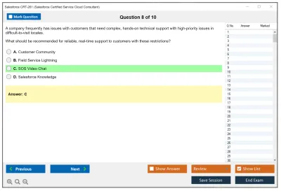 Salesforce CRT-261 Salesforce Certification Preparation for Service Cloud Consultant Practice test exam simulator test engine exam Prep practice test questions answers Image 8