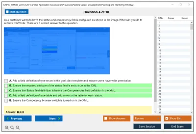 SAP C_THR95_2211 SAP Certified Application AssociateSAP SuccessFactors Career Development Planning and Mentoring 1H/2022 Practice test exam simulator test engine exam Prep practice test questions answers Image 4