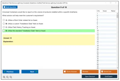 Salesforce Field-Service-Lightning-Consultant Salesforce Certified Field Service Lightning Consultant Practice test exam simulator test engine exam Prep practice test questions answers Image 9