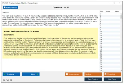 APA AICP American Institute of Certified Planners Exam Practice test exam simulator test engine exam Prep practice test questions answers Image 1