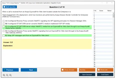 Avaya 7141X Avaya Equinox™ Solution with Avaya Aura Collaboration Applications Integration Exam Practice test exam simulator test engine exam Prep practice test questions answers Image 2