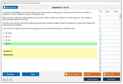 Alibaba Cloud ACA-Cloud1 ACA Cloud Computing Associate Practice test exam simulator test engine exam Prep practice test questions answers Image 7