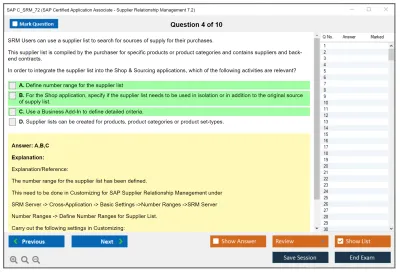 SAP C_SRM_72 SAP Certified Application Associate - Supplier Relationship Management 7.2 Practice test exam simulator test engine exam Prep practice test questions answers Image 4