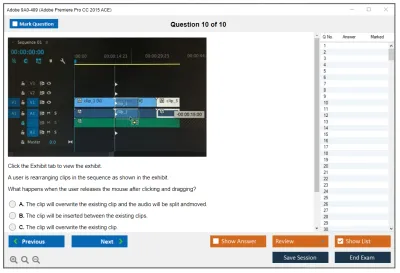 Adobe 9A0-409 Adobe Premiere Pro CC 2015 ACE Practice test exam simulator test engine exam Prep practice test questions answers Image 10