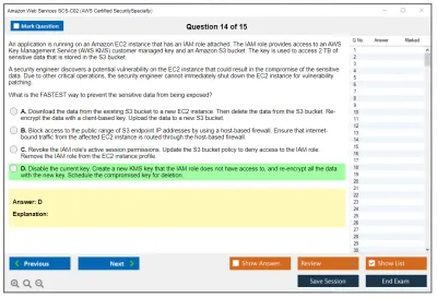 Amazon Web Services SCS-C02 AWS Certified Security - Specialty Practice test exam simulator test engine exam Prep practice test questions answers Image 14