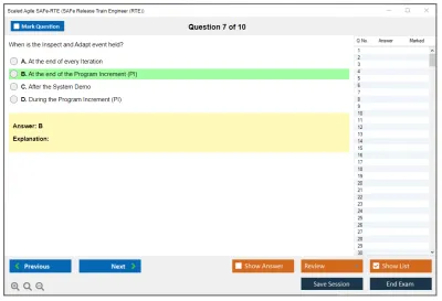 Scaled Agile SAFe-RTE SAFe Release Train Engineer (RTE) Practice test exam simulator test engine exam Prep practice test questions answers Image 7