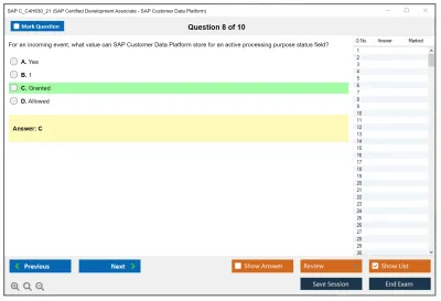 SAP C_C4H630_21 SAP Certified Development Associate - SAP Customer Data Platform Practice test exam simulator test engine exam Prep practice test questions answers Image 8