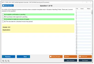 SAP C_TS452_2021 SAP Certified Application Associate - SAP S/4HANA Sourcing and Procurement Practice test exam simulator test engine exam Prep practice test questions answers Image 1