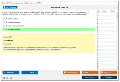 Cisco 300-710 Securing Networks with Cisco Firepower (300-710 SNCF) Practice test exam simulator test engine exam Prep practice test questions answers Image 10