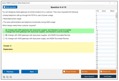 Avaya 31860X Avaya IX Calling Design Exam Practice test exam simulator test engine exam Prep practice test questions answers Image 9