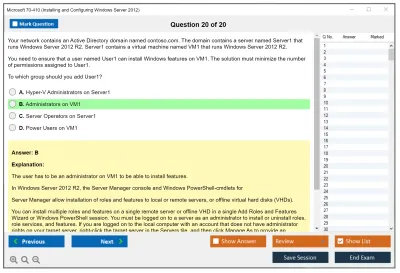 Microsoft 70-410 Installing and Configuring Windows Server 2012 Practice test exam simulator test engine exam Prep practice test questions answers Image 20
