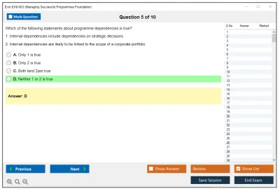 Exin EX0-003 Managing Successful Programmes Foundation Practice test exam simulator test engine exam Prep practice test questions answers Image 5