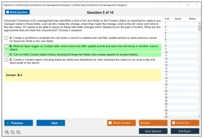 Salesforce Certified-Data-Architecture-and-Management-Designer Certified Data Architecture and Management Designer Practice test exam simulator test engine exam Prep practice test questions answers Image 5