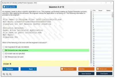 McAfee MA0-107 McAfee Certified Product Specialist - ENS Practice test exam simulator test engine exam Prep practice test questions answers Image 8